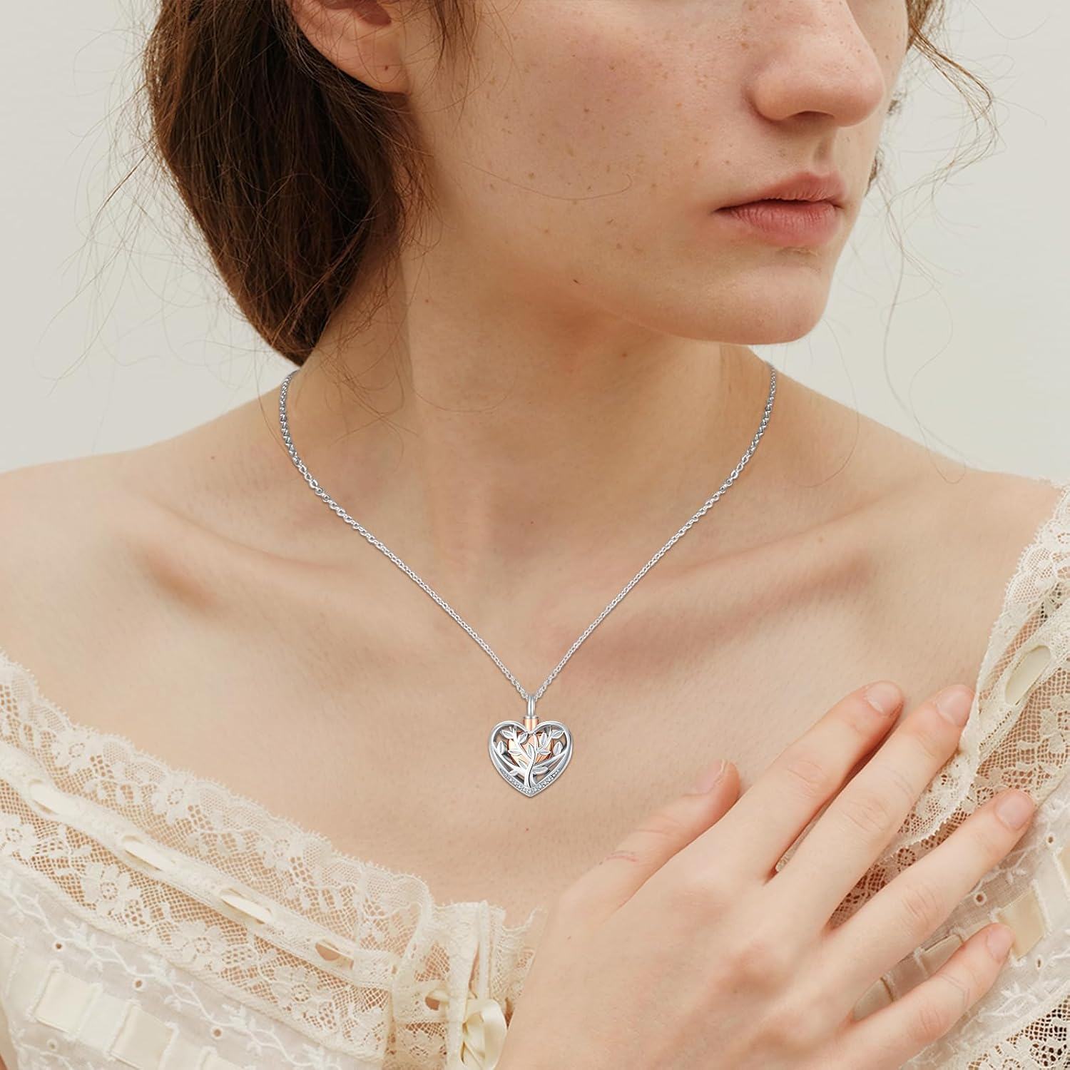 wholesale 925 Sterling Silver Heart Tree of Life Cremation Jewelry Keepsake Memorial Ashes Holder Urn Pendant Necklace-0-1