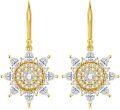 wholesale Gold-Plated 925 Sterling Silver Starburst CZ Dangle Drop Earrings for Women-0-0