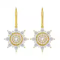 wholesale Gold-Plated 925 Sterling Silver Starburst CZ Dangle Drop Earrings for Women-0-0