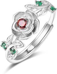 wholesale Sterling Silver Rose Gold Adjustable Rose Ring for Women-Silver-07-July