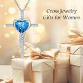 wholesale TOUPOP Topaz Cross Necklace For Women Sterling Silver December Birthstone Cross Pendant Necklace Heart Cross Christian Jewelry Birthday Christmas Gifts For Women Her -0-3
