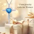 TOUPOP Sterling Silver Topaz Cross Pendant Necklace December Birthstone Christian Jewelry-0-3
