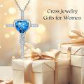 TOUPOP Sterling Silver Topaz Cross Pendant Necklace December Birthstone Christian Jewelry-0-3