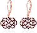 wholesale Rose Gold 925 Sterling Silver Celtic Knot Drop Earrings for Women -0-0