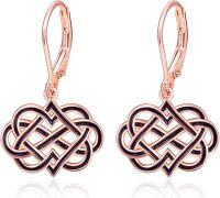 wholesale Rose Gold 925 Sterling Silver Celtic Knot Drop Earrings for Women -Celtic Earrings-6