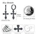 wholesale 925 Sterling Silver Black Celtic Knot Cross Drop Earring Set - Gothic Medieval Style Jewelry for Men & Women-0-5
