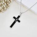 wholesale 925 Sterling Silver Black Onyx Celtic Cross Pendant Necklaces for Men & Women-0-3