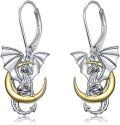 wholesale 925 Sterling Silver Gold Plated Dragon Moon Drop Earrings for Women-0-0