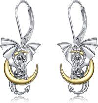 wholesale 925 Sterling Silver Gold Plated Dragon Moon Drop Earrings for Women-01-Dragon