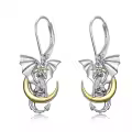 wholesale 925 Sterling Silver Gold Plated Dragon Moon Drop Earrings for Women-0-0