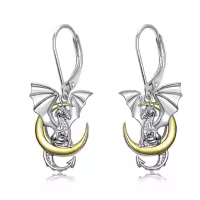 wholesale 925 Sterling Silver Gold Plated Dragon Moon Drop Earrings for Women-01-Dragon