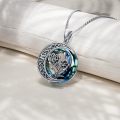 wholesale TOUPOP Birth Flower Necklace Floral Pendant Necklaces Dainty Moon Flower Jewelry S925 Sterling Silver With Blue Crystal Birthday Gifts For Women (a-09-september-peony) -0-1