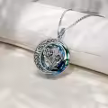 TOUPOP Sterling Silver Blue Crystal September Peony Birth Flower Necklace-0-1