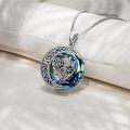 TOUPOP Sterling Silver Blue Crystal September Peony Birth Flower Necklace-0-1