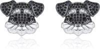 wholesale 925 Sterling Silver Black Cubic Zirconia Dog Stud Earrings-Schnauzer
