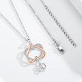wholesale 925 Sterling Silver Interlocking Heart 80 Birthday Necklace Two Tone Rose Gold Cubic Zirconia-0-2