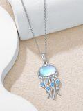 wholesale 925 Sterling Silver Moonstone Jellyfish Pendant Necklace for Women-0-4