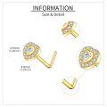 wholesale 14k Gold Heart Cz Halo Nose Stud L Bend Piercing Jewelry-0-3