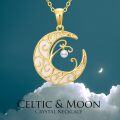 wholesale 14K Gold Mother-of-Pearl Crescent Moon Pendant Necklace - 16 + Extender Chain-0-5