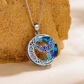 wholesale 925 Sterling Silver Blue Crystal Celtic Phoenix Pendant Necklace-0-3