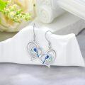 wholesale 925 Sterling Silver Blue Jay and Bird in Heart Shape Drop Earrings-0-1