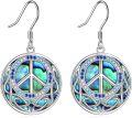 wholesale 925 Sterling Silver Abalone Shell Celtic Knot Peace Sign Drop Earrings for Women Girls Gift Idea-0-0