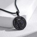 wholesale 925 Sterling Silver Black Wolf Head Pendant with Blue Eyes and Runes - Nordic Style Amulet Necklace for Men & Women -0-1