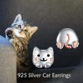 wholesale 925 Sterling Silver Cat Paw Stud Earrings - Cute Animal  for Women & Girls-0-4
