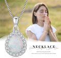 wholesale 925 Sterling Silver Teardrop Opal Pendant with Chain and Crystal Accents-0-2