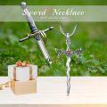 wholesale 925 Sterling Silver Dragon Sword Cross Pendant Necklace with Orange Stone & Chain (45 cm)-0-1