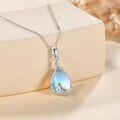 wholesale 925 Sterling Silver Blue Moonstone Seal Pendant Necklace-0-2