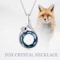 wholesale 925 Sterling Silver Blue Austrian Crystal Fox Tail Pendant Necklace for Women Gifts-0-4