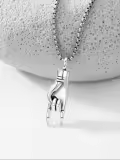TOUPOP 925 Sterling Silver Stainless Steel Italian Horn Hand Urn Ashes Memorial Pendant-0-3