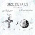 wholesale 925 Sterling Silver Celtic Cross Pendant Necklaces for Men & Women with Chain 4mm Cable Link Chains  (Silver)-0-4
