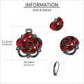 wholesale 925 Sterling Silver Black Rose/Dance Earrings with Red Crystal Flower/Ballerina Dangle Jewelry for Women-0-3
