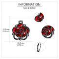 wholesale 925 Sterling Silver Black Rose/Dance Earrings with Red Crystal Flower/Ballerina Dangle Jewelry for Women-0-3