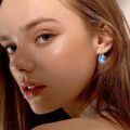 wholesale 925 Sterling Silver Teardrop Blue Topaz Dangle Earrings-0-1