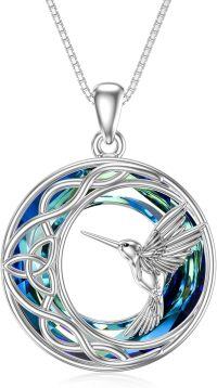 wholesale 925 Sterling Silver Blue Crystal Hummingbird Pendant Necklace for Women-01-Hummingbird