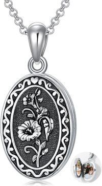 wholesale Sterling Silver 12 Month Birth Flower Photo Locket Necklace Jewelry Gift -2.text customized-09--September-Morning glories-p-1.no custom-09--September-Morning glories-09--September-Morning glories-text-3.photo&text customized
