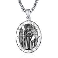 wholesale 925 Sterling Silver Patron Saint Medal Amulet Necklace for Men 2 5mm 22 +2 Chain-A41-Saint Gregory