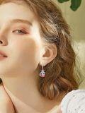 wholesale Metal Stone 4th of July Patriotic Dangle Earrings for Women-0-9