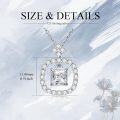 wholesale White Gold Plated Silver & Moissanite Geometric Radiant Cut Solitaire Necklace, 1.0ct GRA Certified, Adjustable Chain, Hypoallergenic Jewelry Gift-0-4
