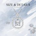 wholesale White Gold Plated Silver & Moissanite Geometric Radiant Cut Solitaire Necklace, 1.0ct GRA Certified, Adjustable Chain, Hypoallergenic Jewelry Gift-0-4