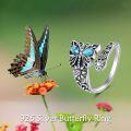 wholesale 925 Sterling Silver Moss Agate Turquoise Vintage Celtic Gothic Skull Butterfly Dragonfly Spoon Open Ring-0-1
