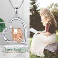 wholesale 925 Sterling Silver Heart-Shaped Pendant with Rose Gold Horse and Cubic Zirconia Accents - Perfect Gift for Volleyball & Tennis Enthusiasts-0-4