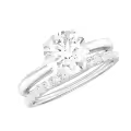 TOUPOP Sterling Silver Moissanite Women's Wedding Ring Set With Engraving-0-0