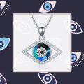 wholesale 925 Sterling Silver Blue Abalone Shell Evil Eye Pendant Necklace with Cubic Zirconia - Greek Protection Jewelry for Women-0-4