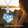 wholesale 925 Sterling Silver Blue Crystal Elephant & Tree of Life Urn Keepsake Memorial Cremation Jewelry for Ashes - 18 Chain-0-5