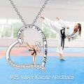 wholesale 925 Sterling Silver Heart Shaped Karate Pendant Necklaces for Women Martial Arts -0-3