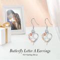 wholesale TOUPOP Rose Heart Earrings For Women Sterling Silver Butterfly Initial A Letter Drop Dangle Earrings Anniversary Birthday Christmas Jewelry Gifts For Her Wife Girlfriend Mom -0-2